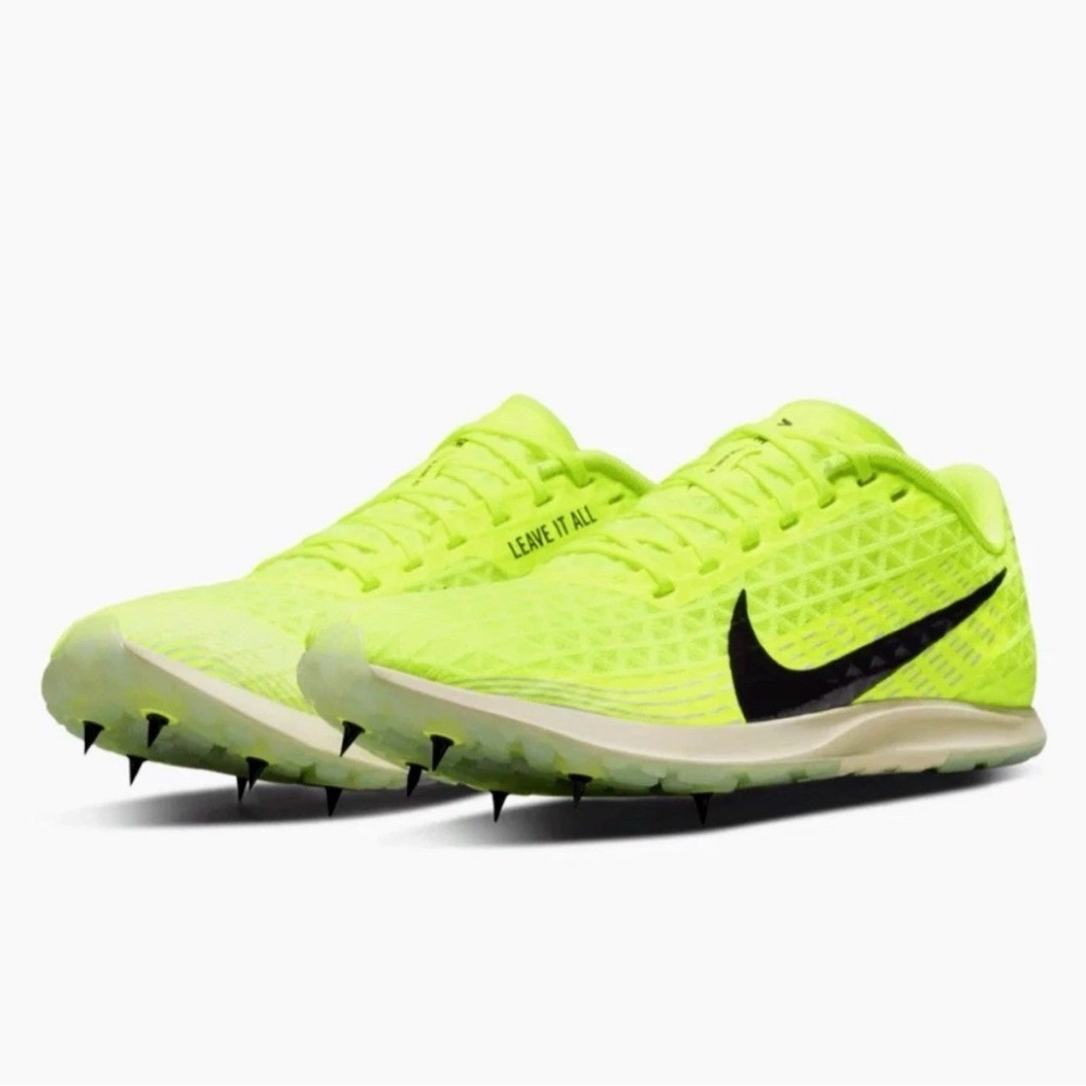 Nike Bright Yellow Running Spikes with Black Swoosh SZ 12